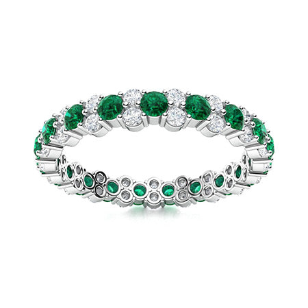 "Natural AAAA Emerald and Moissanite Wedding Ring for Women – Elegant Diamond-Look Band in 925 Sterling Silver or Gold Finish"