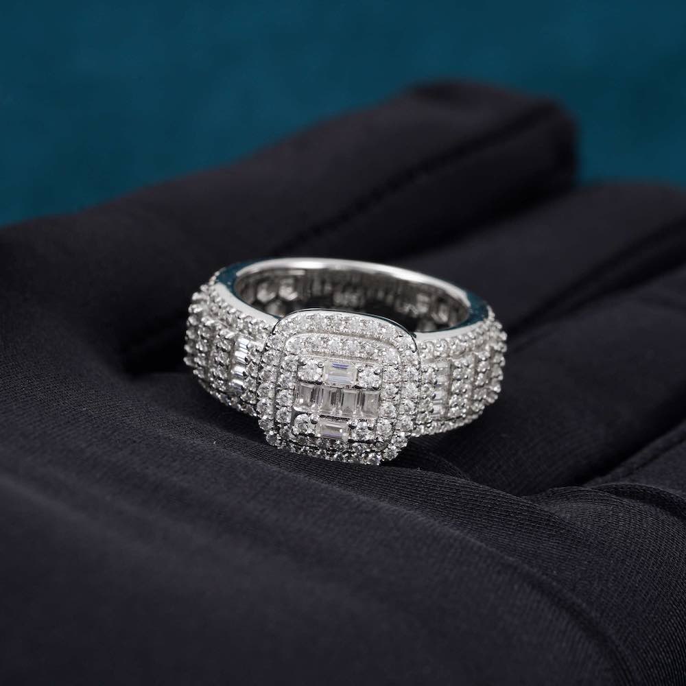 Moissanite Baguette Eternity Band – VVS D-Color Iced Out 925 Sterling Silver Unisex Luxury Ring"