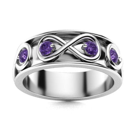 "Amethyst and Moissanite Wedding Ring for Women – Elegant 925 Sterling Silver or Gold Band with Diamond-Look Accents"