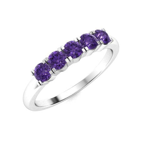 "Amethyst and Moissanite Wedding Ring for Women – Elegant 925 Silver or Gold Band with Diamond-Look Accents"