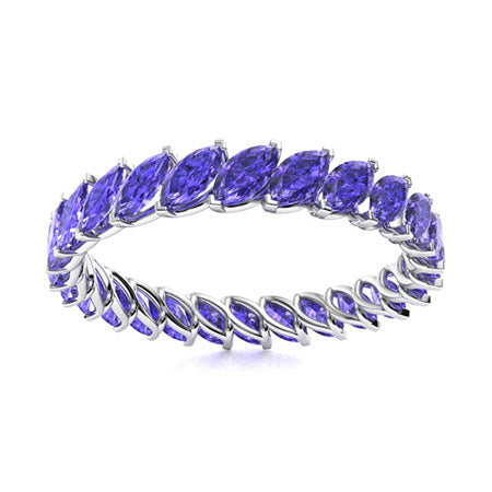 "Marquise-Cut Tanzanite and Moissanite Wedding Ring for Women – Natural AAAA Stone with Diamond-Look Accents in 925 Silver or Gold"