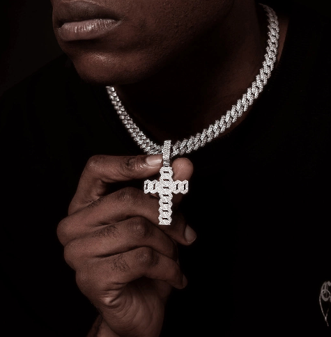MW Gorgeous VVS Moissanite 925 Sterling Silver Prong Cuban Cross Pendant Hip Hop MW_P1029