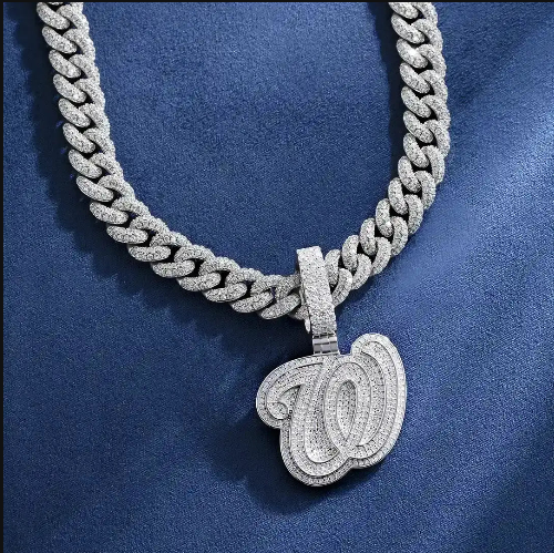 MW Classic VVS Moissanite Custom W Alphabet Pendant 925 Sterling Silver Hip Hop MW_P1024