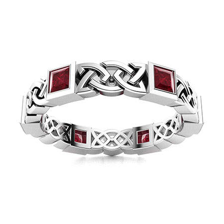 Princess-Cut Ruby and Moissanite Wedding Ring for Women – Natural AAAA Gemstone in 925 Sterling Silver or Gold Band