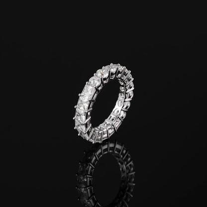 MW Lavish Shinny VVS Moissanite 925 Sterling Silver Half Princess & Half Round Eternity Ring MW_R1024