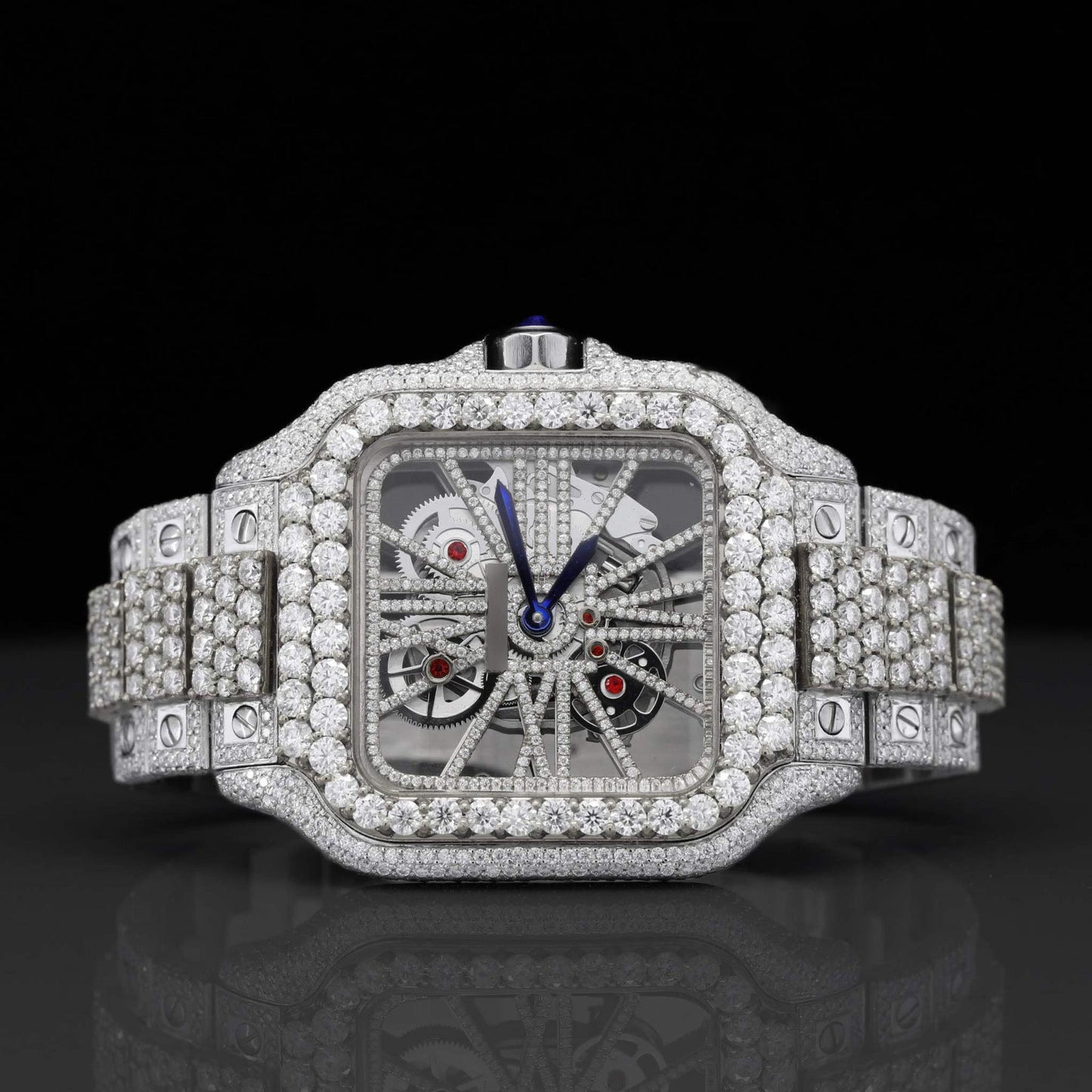 Iced Out Two-Tone 41MM VVS Moissanite Diamond Hip-Hop Skeleton Watch