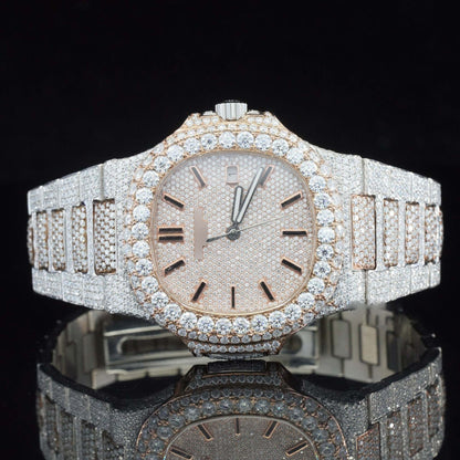 Fully Iced Out Moissanite Diamond Watch – Luxury Birthday Gift for Men – VVS Hip Hop Bling Bustdown Watch