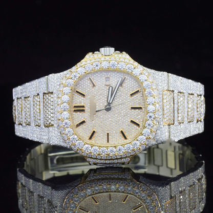 Fully Iced Out Moissanite Diamond Watch – Luxury Birthday Gift for Men – VVS Hip Hop Bling Bustdown Watch