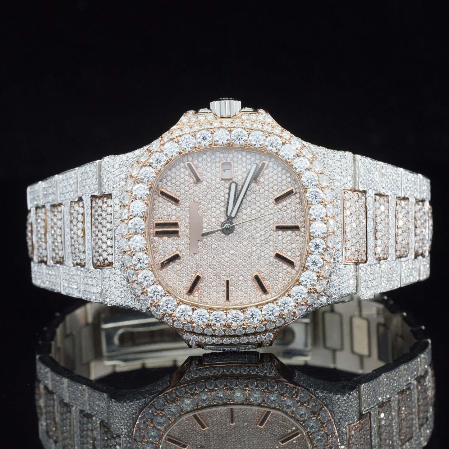 Iced Out Hip Hop Moissanite Diamond Watch for Men – Luxury Fully Bust down VVS Bling Watch – Stylish & Flashy Rapper Jewelry