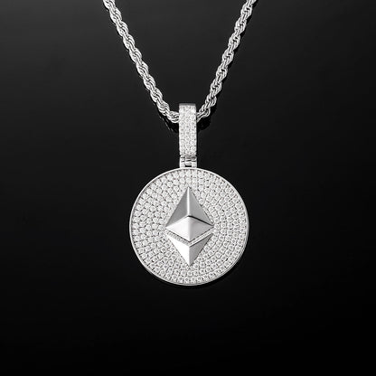 MW Unique VVS Moissanite 925 Sterling Silver Ethereum Pendant Hip Hop MW_P1032