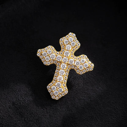 MW Luxury VVS Moissanite 925 Sterling Silver Iced Christian Cross Pendant Hip Hop MW_P1030