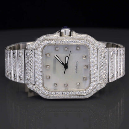 Hip Hop Fully White Moissanite Diamond Watch for Men – Luxury Iced Out VVS Bust down Bling Watch – Stylish & Flashy Jewelry