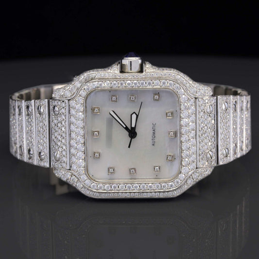 Hip Hop Fully White Moissanite Diamond Watch for Men – Luxury Iced Out VVS Bust down Bling Watch – Stylish & Flashy Jewelry