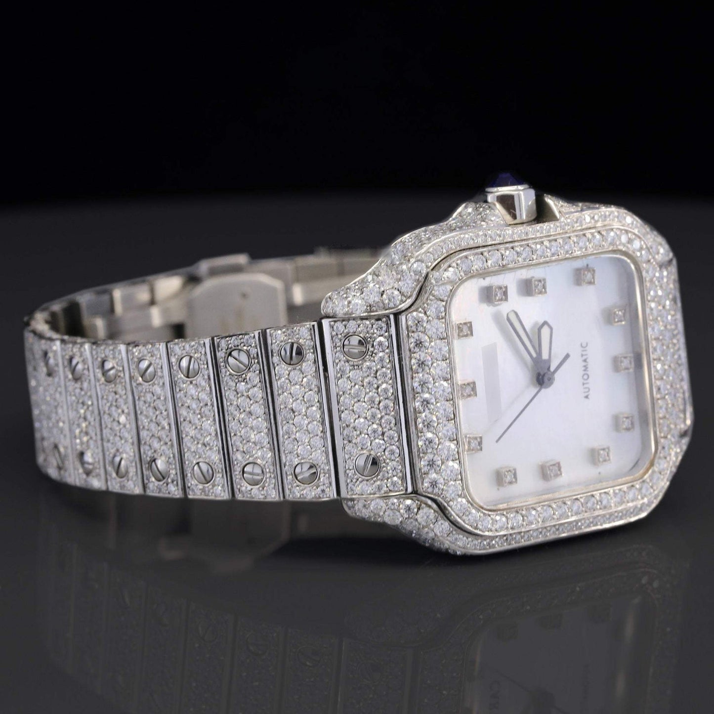 Hip Hop Fully White Moissanite Diamond Watch for Men – Luxury Iced Out VVS Bust down Bling Watch – Stylish & Flashy Jewelry
