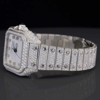 Hip Hop Fully White Moissanite Diamond Watch for Men – Luxury Iced Out VVS Bust down Bling Watch – Stylish & Flashy Jewelry