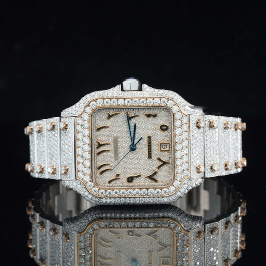 Men’s VVS Moissanite Watch | 42MM Luxury Bust Down | 16CT Iced Out Bling | 14K Rose Gold Hip Hop Diamond Watch