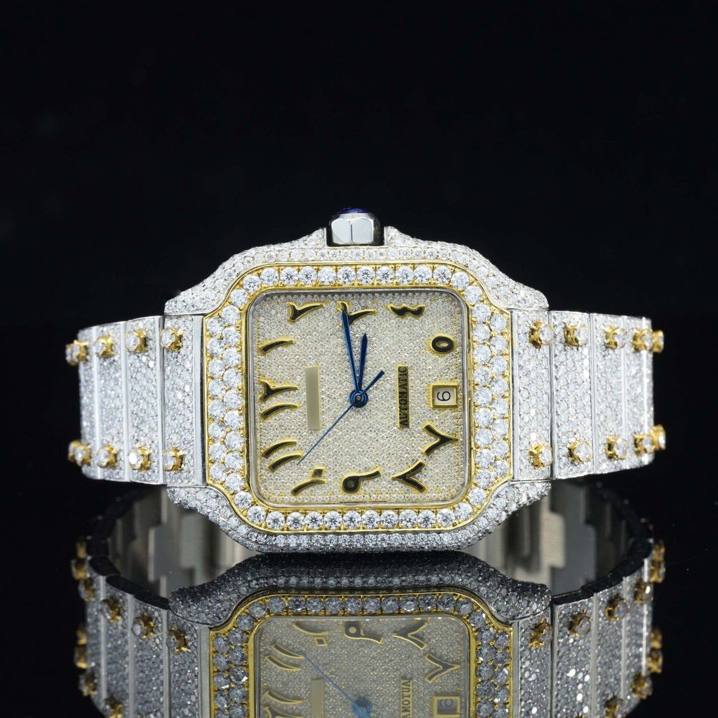 Men’s VVS Moissanite Watch | 42MM Luxury Bust Down | 16CT Iced Out Bling | 14K Rose Gold Hip Hop Diamond Watch