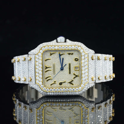 Men’s VVS Moissanite Watch | 42MM Luxury Bust Down | 16CT Iced Out Bling | 14K Rose Gold Hip Hop Diamond Watch