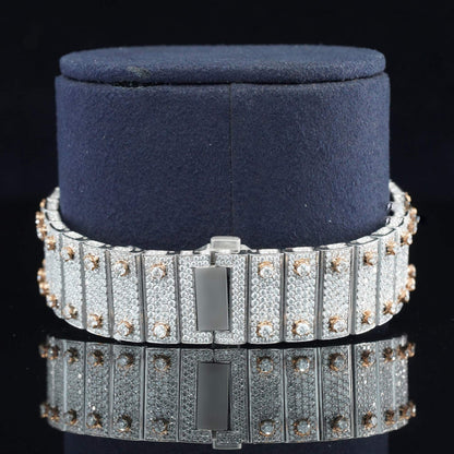 Men’s VVS Moissanite Watch | 42MM Luxury Bust Down | 16CT Iced Out Bling | 14K Rose Gold Hip Hop Diamond Watch