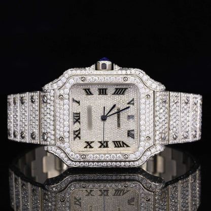 Automatic Fully Iced Out Moissanite Watch for Men – Luxury VVS Bust down Bling Watch with Sapphire Crystal Glass