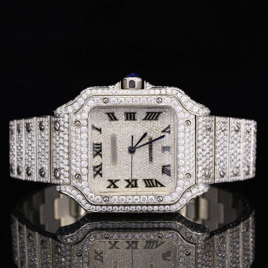Automatic Fully Iced Out Moissanite Watch for Men – Luxury VVS Bust down Bling Watch with Sapphire Crystal Glass