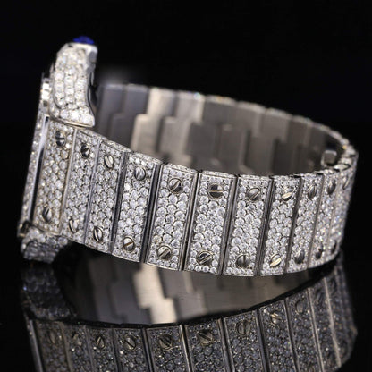 Automatic Fully Iced Out Moissanite Watch for Men – Luxury VVS Bust down Bling Watch with Sapphire Crystal Glass