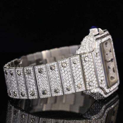 Automatic Fully Iced Out Moissanite Watch for Men – Luxury VVS Bust down Bling Watch with Sapphire Crystal Glass