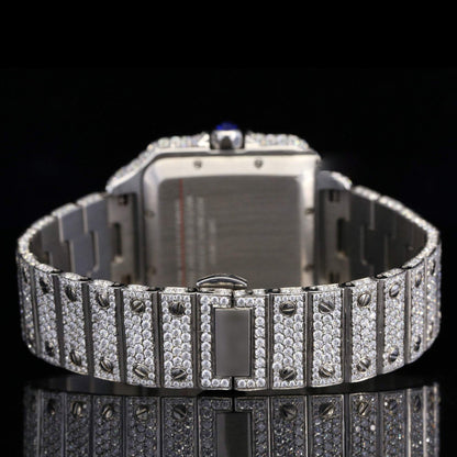 Automatic Fully Iced Out Moissanite Watch for Men – Luxury VVS Bust down Bling Watch with Sapphire Crystal Glass