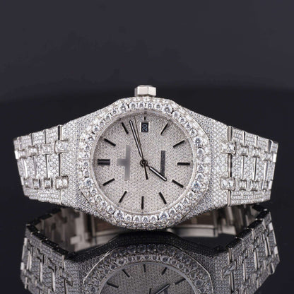 Classic Moissanite Diamond Iced Out Bust Down Watch – Luxury VVS Automatic Bling Watch for Men with Timeless Design
