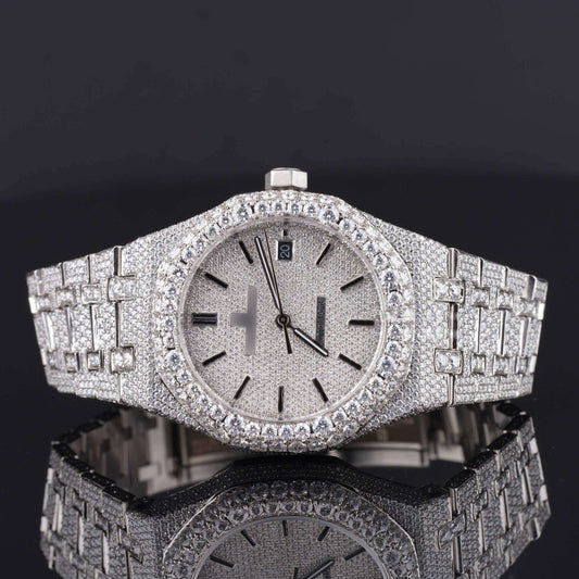 Classic Moissanite Diamond Iced Out Bust Down Watch – Luxury VVS Automatic Bling Watch for Men with Timeless Design