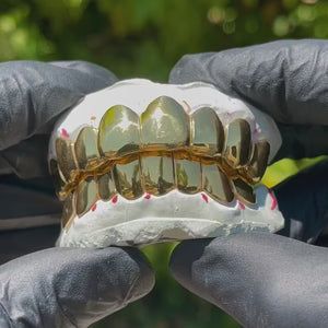 "Solid Gold Deep Cut Moissanite Grillz for Women – Iced Out Custom Diamond-Look Teeth Jewelry"