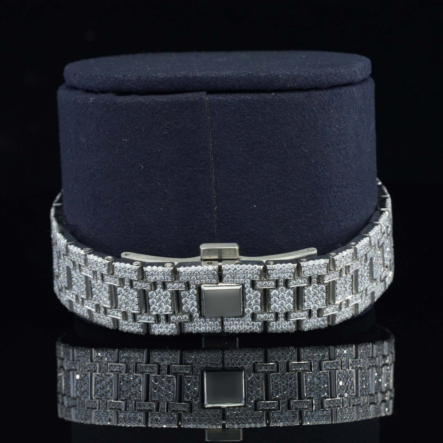 Blue Dial Iced Out Moissanite Watch for Men – Luxury VVS Bustdown Automatic Bling Watch with Stylish Hip Hop Design