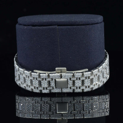 Blue Dial Iced Out Moissanite Watch for Men – Luxury VVS Bustdown Automatic Bling Watch with Stylish Hip Hop Design