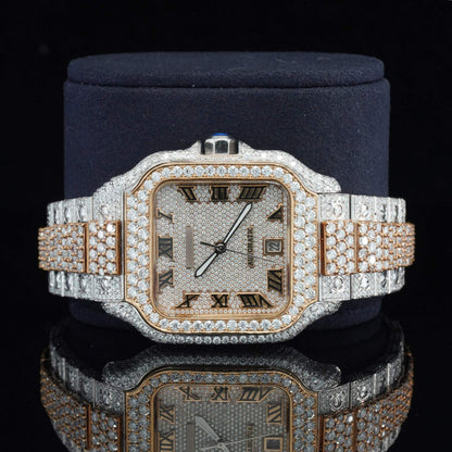 Two-Tone Moissanite Watch for Men – Luxury Iced Out VVS Bustdown Bling Watch with Automatic Movement & Stylish Design