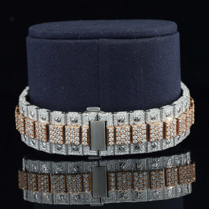 Two-Tone Moissanite Watch for Men – Luxury Iced Out VVS Bustdown Bling Watch with Automatic Movement & Stylish Design