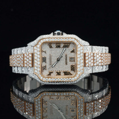 Two-Tone Moissanite Watch for Men – Luxury Iced Out VVS Bustdown Bling Watch with Automatic Movement & Stylish Design