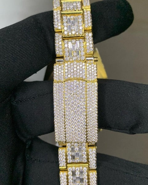 MW Premium Watch Roman Gold Color Dial Moissanite Iced Out Hip Hop Bust Down Watch  Studded Movement Watch Fully Iced out Watch MW_R1038