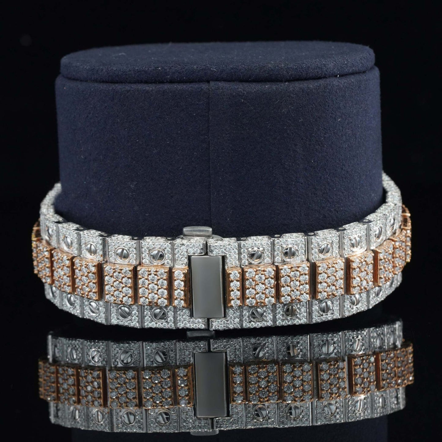 Moissanite Watch with Roman Numerals – Fully Iced Out Diamond Automatic Bustdown Bling Watch for Men – Luxury Design