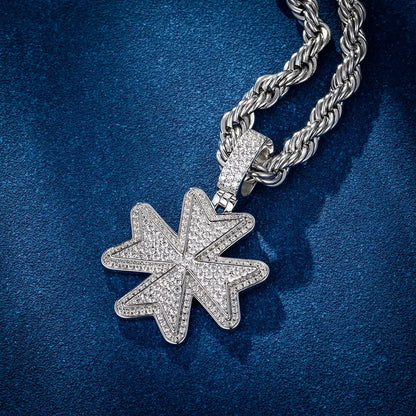 MW Beautiful VVS Moissanite 925 Sterling Maltese Cross  Pendant Iced Out MW_P1008