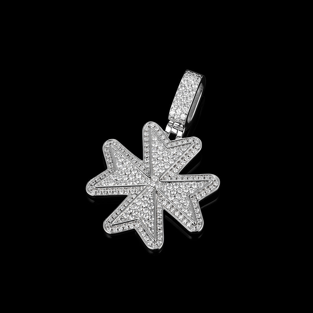 MW Beautiful VVS Moissanite 925 Sterling Maltese Cross  Pendant Iced Out MW_P1008