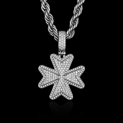 MW Beautiful VVS Moissanite 925 Sterling Maltese Cross  Pendant Iced Out MW_P1008