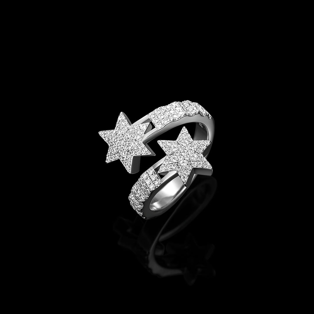 MW Lavish Shinny VVS Moissanite 925 Sterling Silver Pentagram Star Shape Ring Hip Hop MW_R1004