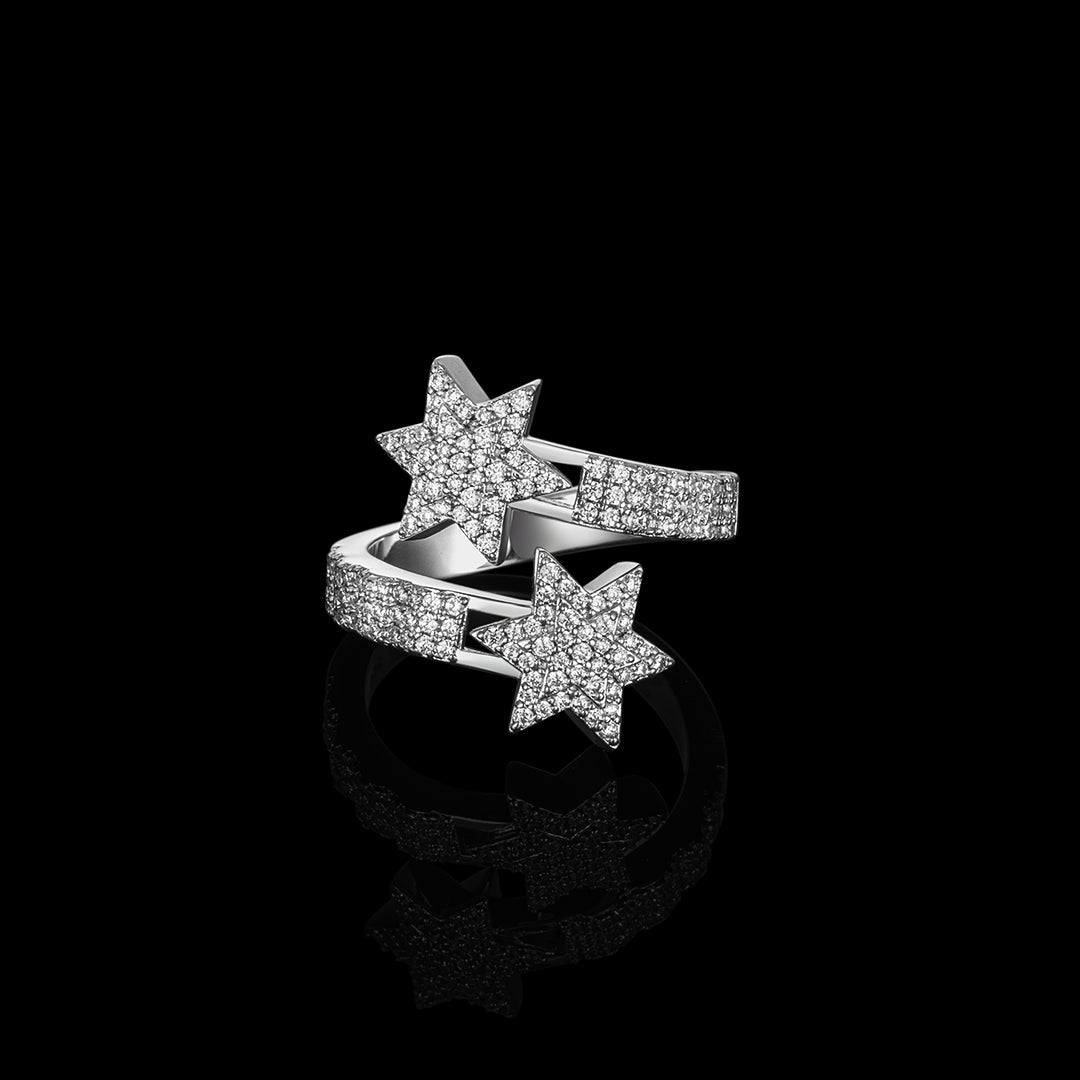 MW Lavish Shinny VVS Moissanite 925 Sterling Silver Pentagram Star Shape Ring Hip Hop MW_R1004