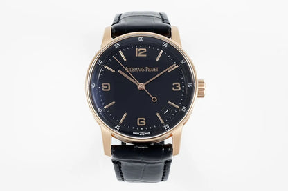 "A' P Code 11.59 41mm 15210 RG Black Dial on Black Leather Strap Luxury Watch – Swiss ETA Automatic 1:1 Super Clone Replica"