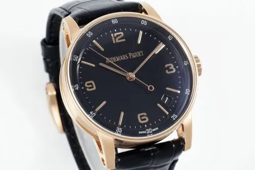 "A' P Code 11.59 41mm 15210 RG Black Dial on Black Leather Strap Luxury Watch – Swiss ETA Automatic 1:1 Super Clone Replica"