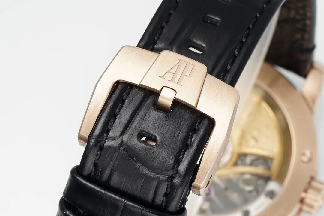 "A' P Code 11.59 41mm 15210 RG Black Dial on Black Leather Strap Luxury Watch – Swiss ETA Automatic 1:1 Super Clone Replica"