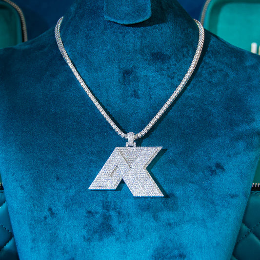 “AK” Custom Moissanite Pendant – Iced Out Diamond-Look Personalized Hip Hop Necklace Jewelry