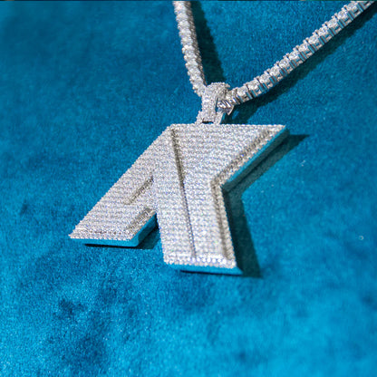 “AK” Custom Moissanite Pendant – Iced Out Diamond-Look Personalized Hip Hop Necklace Jewelry