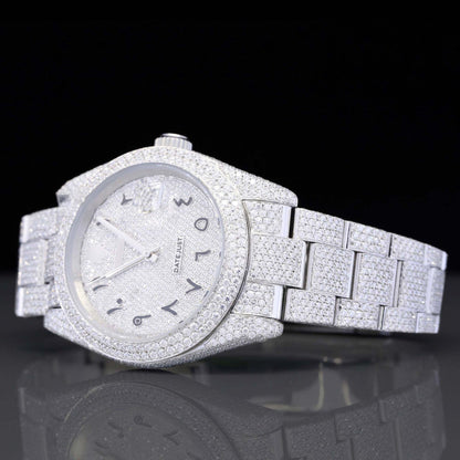 Luxury Fully Iced Out Moissanite Watch – VVS Diamond Bust down Automatic Bling Watch for Men with High-End Design