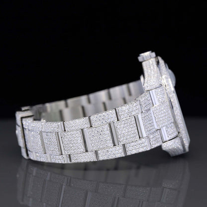 Luxury Fully Iced Out Moissanite Watch – VVS Diamond Bust down Automatic Bling Watch for Men with High-End Design